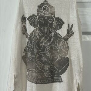 Cream Long Sleeve Top with Elephant Design
